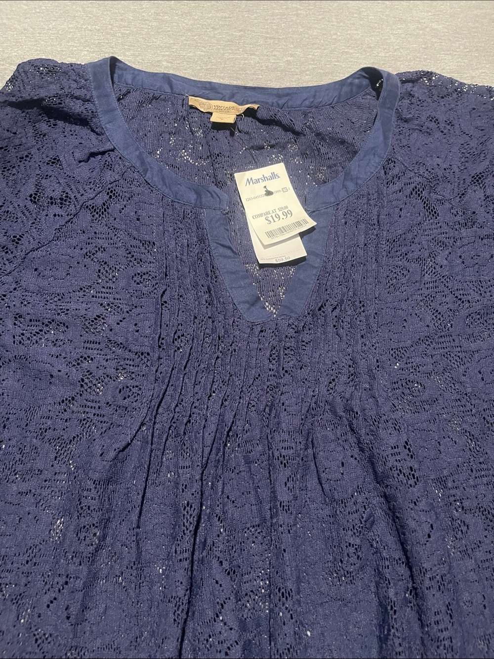 Vintage America Navy Lace Tunic Top